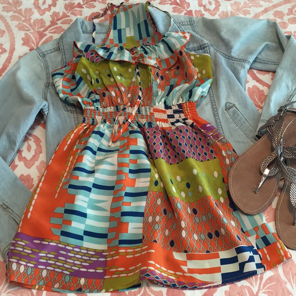 Silk Multi-color Geometric Top